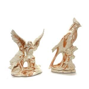 Vintage Alabama Clay Birds Set Of 2 Figurines Signed MRS